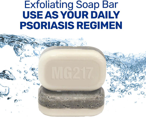 MG217 3.2oz Psoriasis Dead Sea Exfoliating Bar Soap - Dead Sea Salt, Mud, Aloe Vera, Vitamin E & Rose Geranium Oil