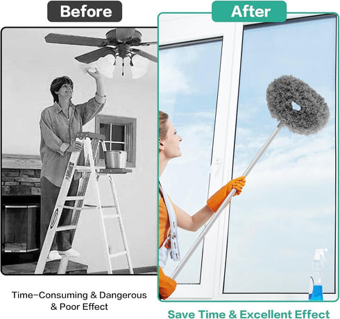 Washable Ceiling Fan Cleaner, 13 to 50 Inch Microfiber Duster with Telescoping Extension Pole (Gray)