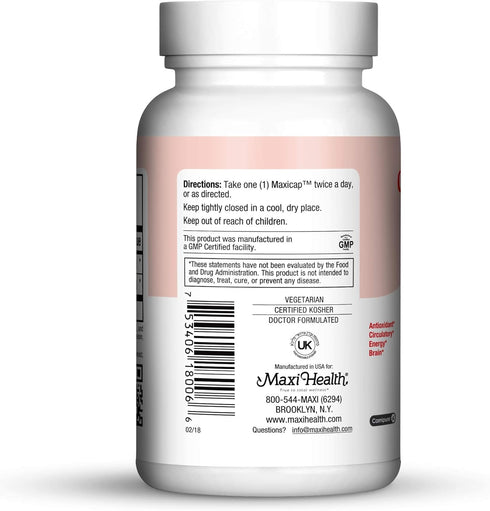 Maxi Health Coq Carnitine Complex - Coenzyme Q10 & L-Carnitine - 60 Capsules for Heart Health - Kosher (CAR)