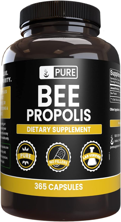 Pure Original Ingredients Bee Propolis: 365 Capsules, Always Pure, Lab Verified