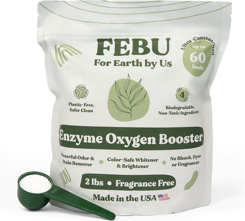 FEBU Enzyme Oxygen Laundry Booster - Fragrance Free, 2lbs, Natural Stain Remover, Plant-Based