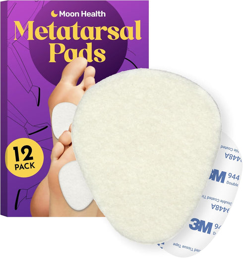 12-Pack Metatarsal Pads for Women, 1/4” Thick Comfort Foot Cushions for Heels & Pain Relief, Ideal for Metatarsalgia