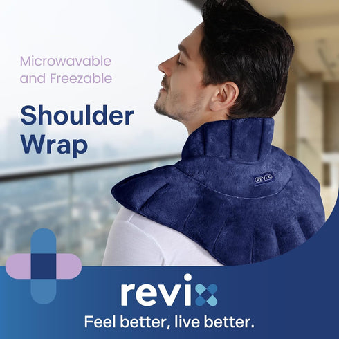 REVIX Microwavable Neck Warmer Heating Pad with Moist Heat for Neck, Shoulders, and Back Pain Relief
