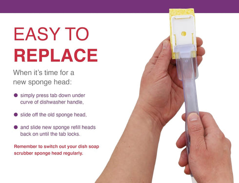 Arrow Home Products Dish Sponge with Soap Dispenser Handle & 2 Refill Sponges for Convenient Cleaning
