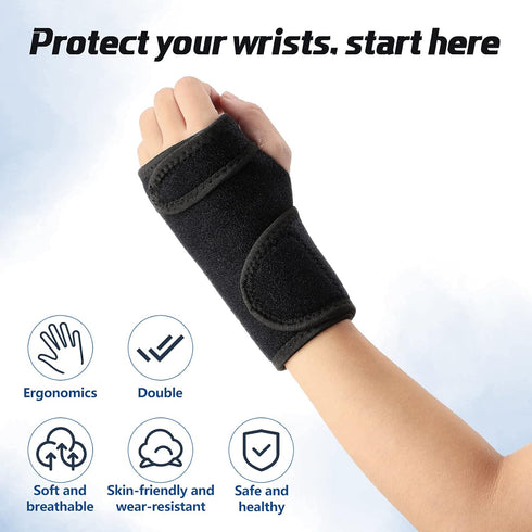 2 Pieces Carpal Tunnel Wrist Braces for Night Sleep Support, Wrist Splint Stabilizer for Carpal Tunnel Relief (Black)