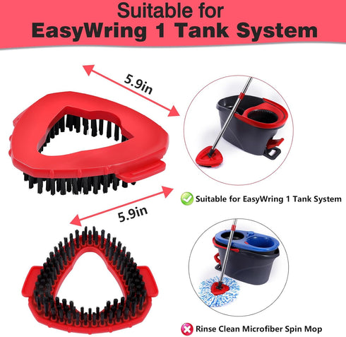 Mop Replacement Heads Combo for Ocedar Easywring 1-Tank System, 2 Pcs & 1 Scrub Brush, Microfiber Spin Mop Replacement