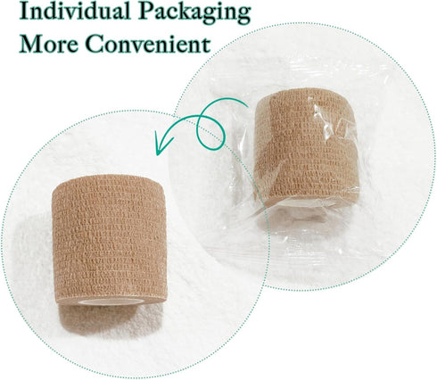 32 Rolls Self Adhesive Bandage Wrap, 2 inch Cohesive Stretch Bandages for Sports Swelling Sprains