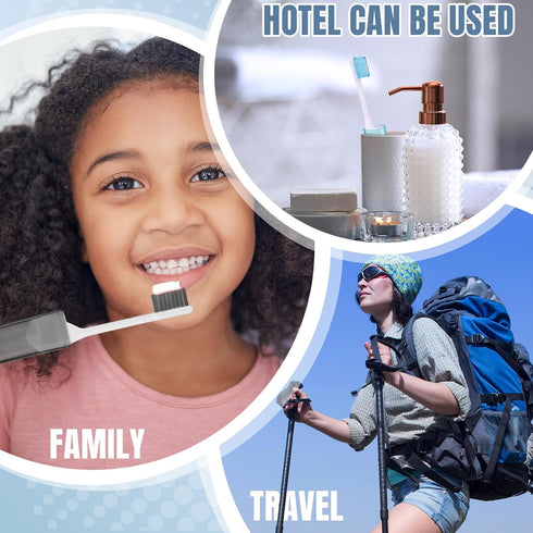 Patelai 2 Pcs Travel Toothbrush Bulk - Folding Mini Toothbrush with Case, Soft Portable Individually Wrapped for Travel