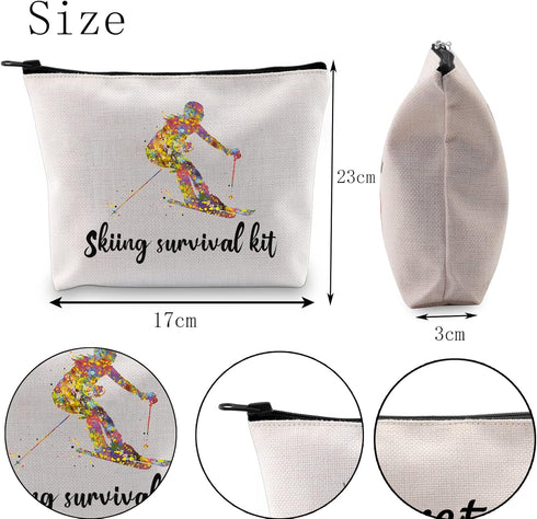 POFULL Skiing Bag, Skiing Team Gifts, Survival Kit for Ski Lover Enthusiasts Cosmetic Bag