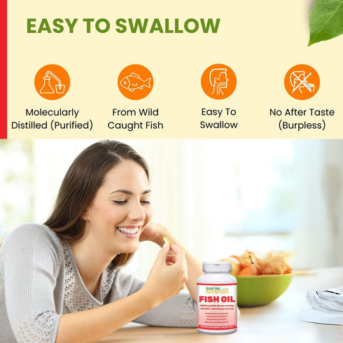 Halal Fish Oil Softgels 100 Ct, Standard Strength Omega 3 Fish Oil Supplements, Wild Caught and Non-GMO
