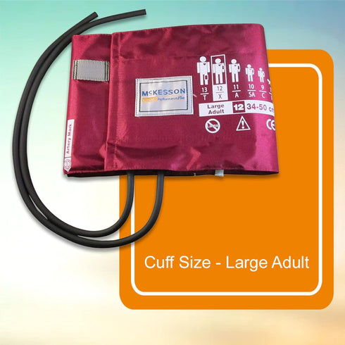 McKesson LUMEON Nylon Blood Pressure Cuff - Burgundy, Adult Medium, 34 cm to 50 cm, 1 Count