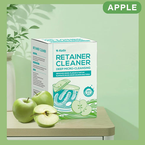 Retainer Cleaner & Denture Cleaning Tablets, Fresh Apple Flavor for Mouth Guard Cleaner (120 Count)