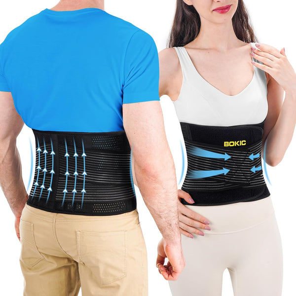 Back Support Belt for Women and Men - Lower Back Brace, Pain Relief for Scoliosis, Sciatica, Herniated Disc, Black-XXL