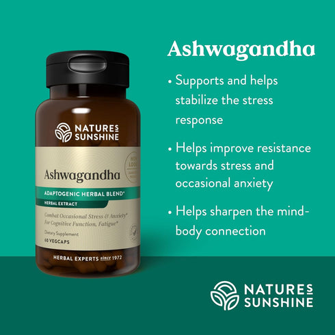 Nature's Sunshine Ashwagandha VegCaps, 60 Count