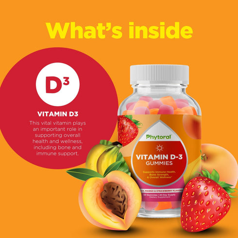 Chewable Vitamin D Gummies for Adults - Daily Vitamin D3 2000IU, Gluten and Gelatin Free, 1 Month Supply
