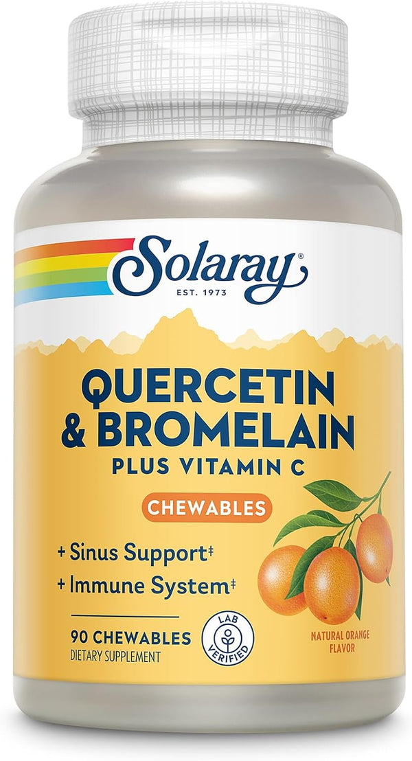 SOLARAY Quercetin with Bromelain and Vitamin C Chewables, Immune Support Supplement, 90ct