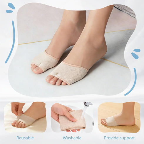 Juailant 2 Metatarsal Pads for Men and Women - Pairs Gel Pads with Fabric Sleeves for Ball of Foot Pain Relief