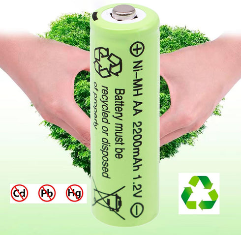AA Batteries 2200mAh High Capacity Precharged NI-MH, 1.2V Double A Long Lasting for Toys, Remote Controls