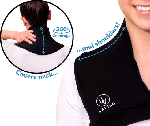 LEVILO Neck Ice Pack Wrap, Reusable Gel for Neck & Shoulders, Hot or Cold Compress for Pain Relief, Swelling,