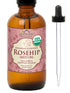 US Organic Rosehip Seed Oil, 4 oz - USDA Certified Organic, Cold Pressed in Amber Glass Bottle
