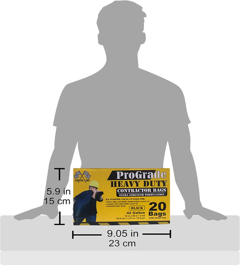 Reli. ProGrade Heavy Duty Contractor Bags, 42 Gallon, Black (20 Bags w/Ties) - 39 Gal, 40 Gal, 45 Gal Garbage Bags