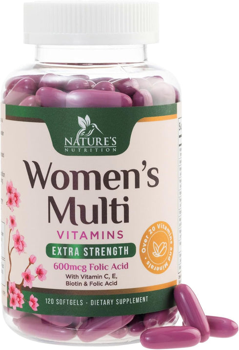 Multivitamin for Women - Essential Daily Womens Multivitamins with Calcium, Folic Acid,