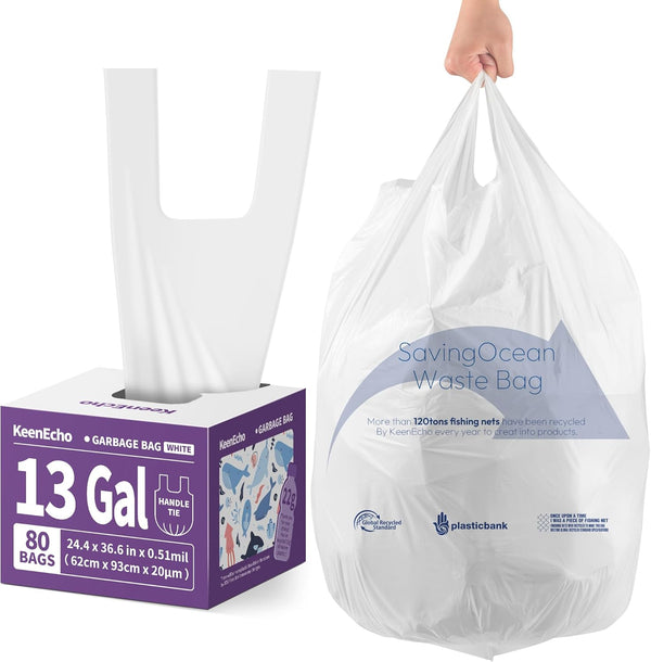 Small Trash Bags with Handles - Ocean Plastic Upcycling - Plastic Garbage