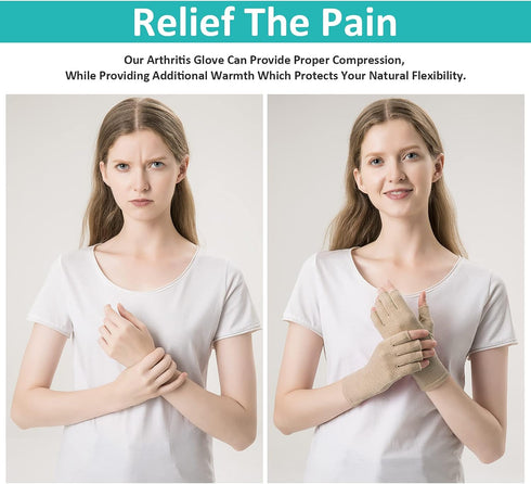 2 Pairs Fingerless Compression Arthritis Gloves for Women Men Relieve Joint Pain