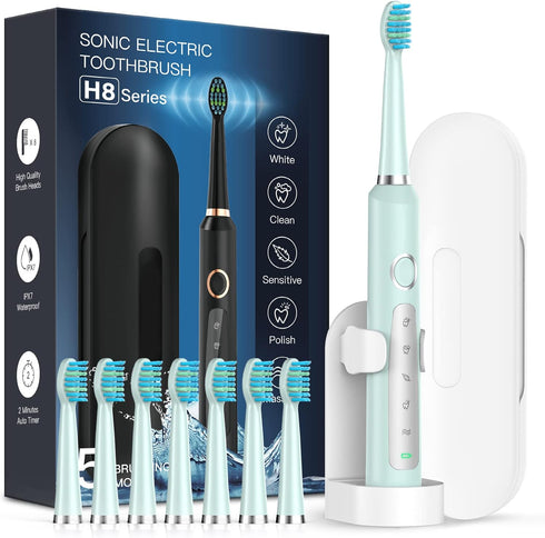 RAPHARY Sonic Electric Toothbrush for Adults - Rechargeable, 4 Modes, Green, 120 Days