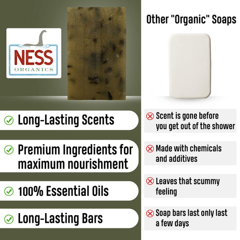 Ness Mens Soap Bar - Maritime Moss Scent, Natural Soap with Organic Ingredients, Handmade in the USA