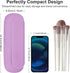 Travel Makeup Brush Holder - Silicon Portable Cosmetic Face Brushes Organizer with Built-in Cleaner (Purple)
