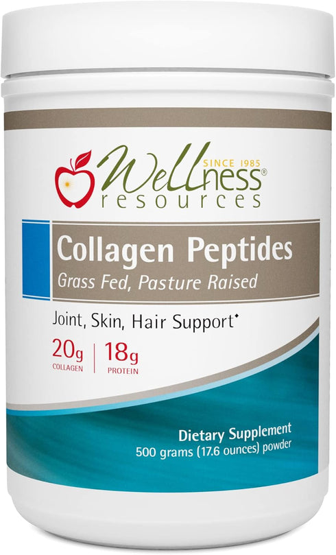 Wellness Resources Collagen Peptides, 100% Collagen Protein, Hydrolyzed Type I and III, Unflavored (500g)