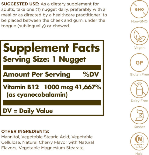 Solgar - B-12 Nuggets, 1000 mcg, 100 pellets