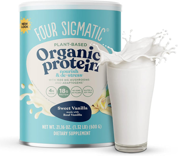 Four Sigmatic Organic Vegan Protein Powder, 18g Plant-Based Protein per Serving, Gluten Free, 21.16oz, 15 Servings