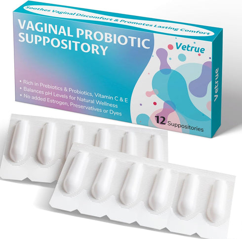 vetrue Vaginal Probiotic Suppository, Feminine Health for Comfort, pH Balance, Odor Control -