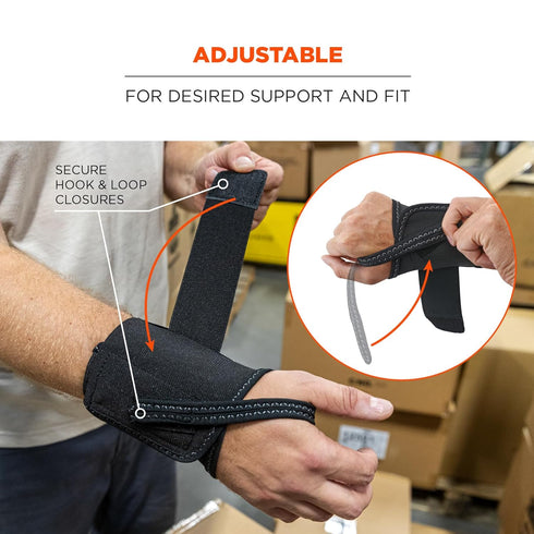 Ergodyne ProFlex 4000 Single Strap Wrist Support, Black, Small, Left Hand