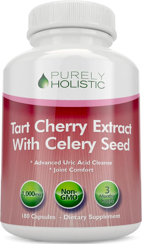 Tart Cherry Extract Capsules, 1,000mg - 180 Capsules, 3 Month Supply - Blend with Tart Cherry and Celery Seed Powder