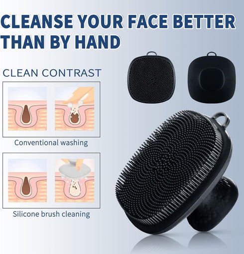 VWMYQ Face Scrubber, Silicone Face Wash Brush, Manual Waterproof Cleansing Skin Care Brush for Exfoliating, Black