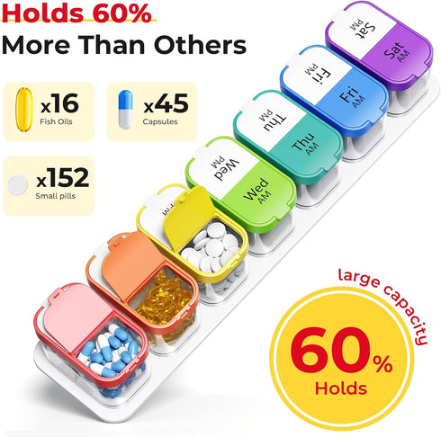 Odaro Extra Large Weekly Pill Organizer - Convenient Medication Storage