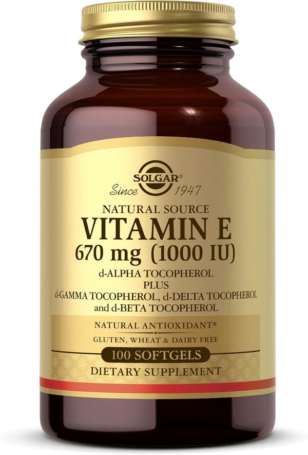 Solgar Vitamin E 670 mg (1000 IU), 100 Mixed Softgels - Natural Antioxidant for Skin & Immune System Support - Gluten /