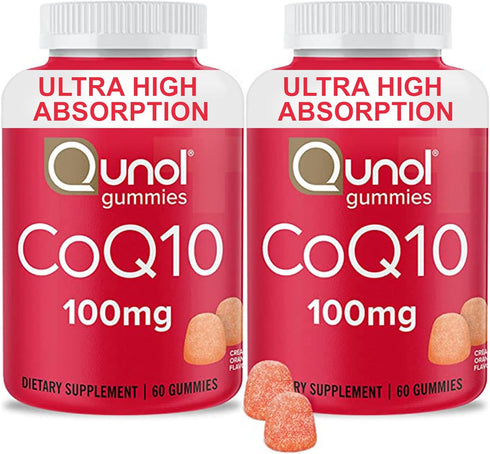 Qunol CoQ10 Gummies, 100mg CoQ10, Delicious Gummy Supplements, Supports Heart Health, Vegan, Gluten Free, Ultra High