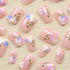 Press on Nails Short Square, 24Pcs Fake Nails with Designs, Glossy Glue on Acrylic Artificial Nails for Women