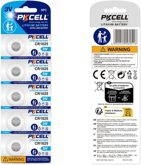 PKCELL 1025 CR1025 3V (20 Count (Pack 1)) CR Battery Lithium Battery