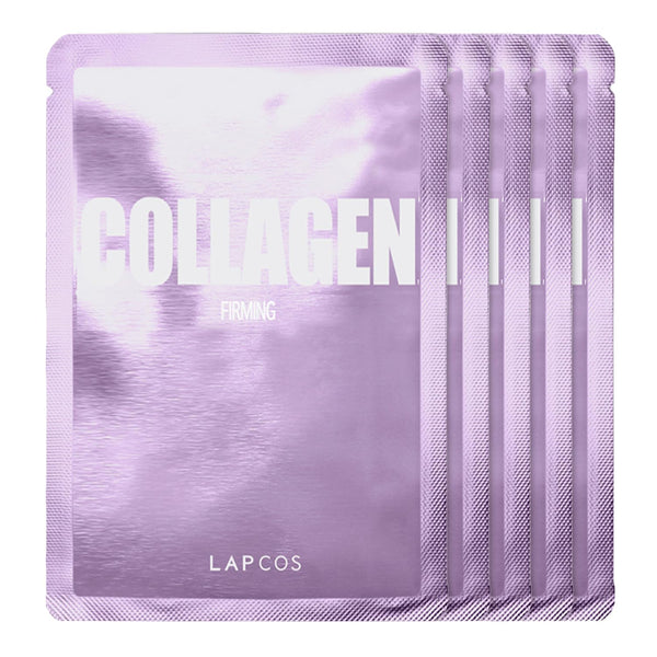 LAPCOS Collagen Sheet Mask, Firming Daily Face Mask with Collagen Peptides, 5-Pack, Korean Beauty Favorite