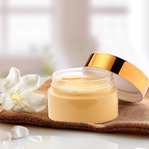 SATINIOR 24 Pieces Empty Clear Plastic Jars, Round Storage Containers for Beauty Products, 1 oz, Gold Lid