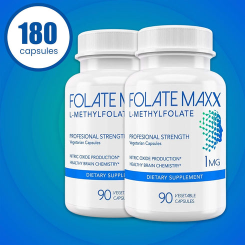 FolateMaxx L-Methylfolate Supplement, 1mg Professional Strength with Optimized Bioactive Methylfolate, 180 Vegetarian