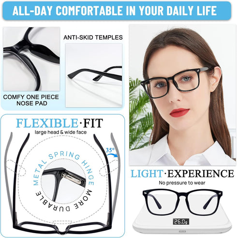 MARE AZZURO Blue Blocking Computer Reading Glasses for Women, 0 1.0 1.25 1.5 1.75 2.0 2.25 2.5 2.75 3.0 3.5 4.0 5.0 6.0