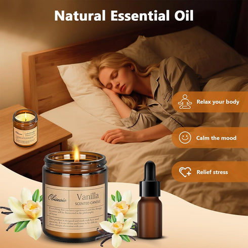 obisesio 2 Pack Set(Coffee Candles for Home Scented, Scented Candles for Stress Relief & Self-Care, Aromatherapy Candle