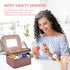 Large Makeup Bag with Mirror, Double Layer Travel Organizer Case, High Capacity Cosmetic Bag with Brush Slot Divider