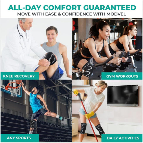 Modvel Compression Knee Brace for Women & Men - Knee Support for Pain Relief and Protection